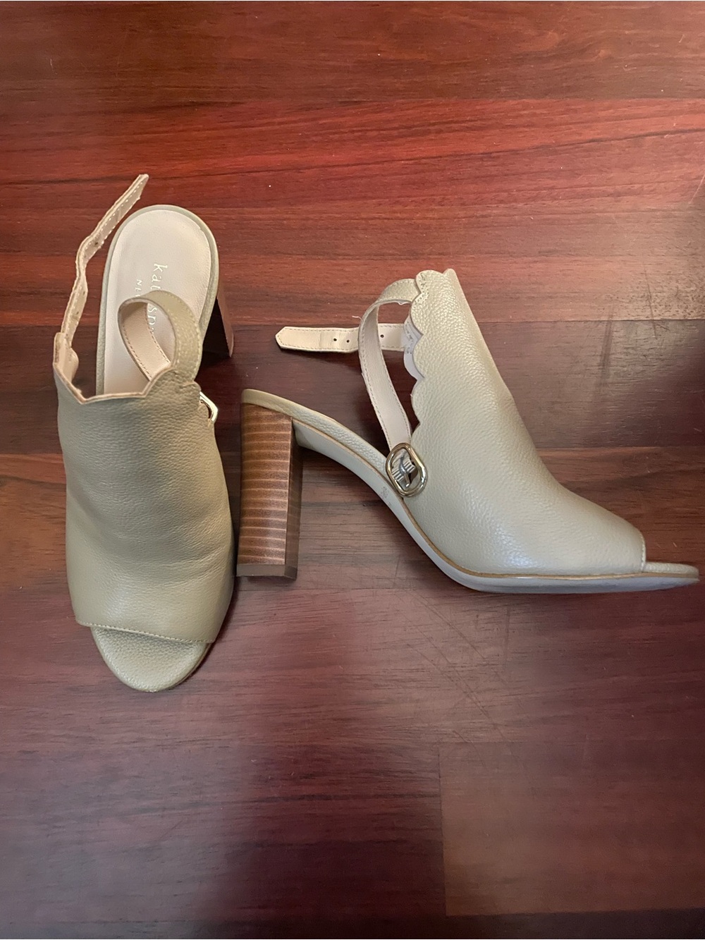Kate Spade peep toe taupe leather booties sz 7 - worn once!